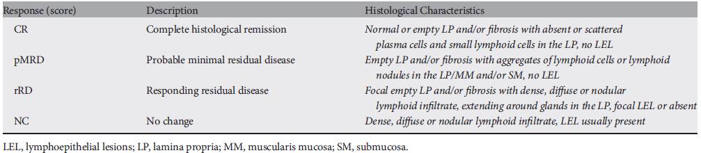 Assessment of response Histology & assessment of HP eradication Persistence of residual