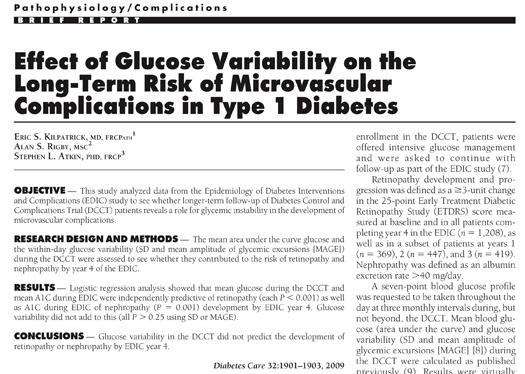 variability with outcomes Other studies connect A1C