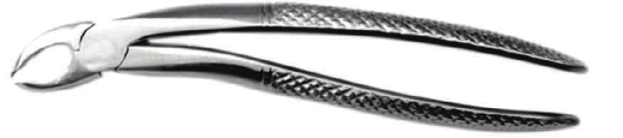 As recommended by many dental lecturers, a narrow tipped extraction forcep which meets at the tip to facilitate holding the tooth.