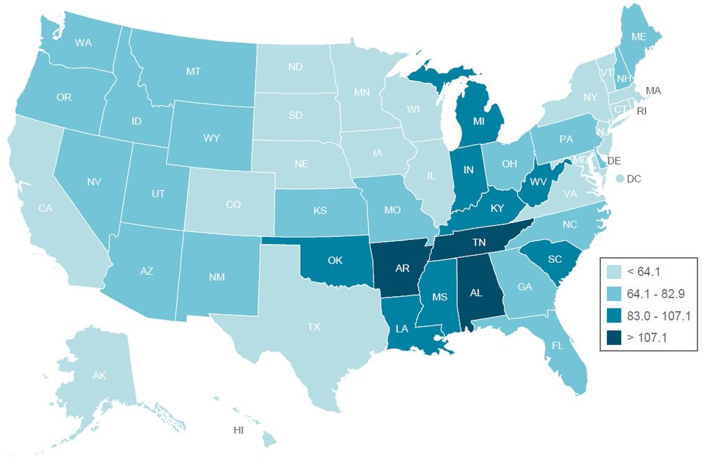 United States Opioid Prescribing Rates - 2016
