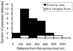 Thus, 98 and 79 % of the ships navigated in the middle side of the river and lake (Fig. 4). The survey boat sailed 300 m and 3-500 m from the bank in the river and lake, respectively.