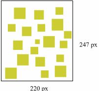 101 Figure 31: An example for demonstrating how to calculate target-distractor size ratio. There are many squares in different size and same color present in figure 31.