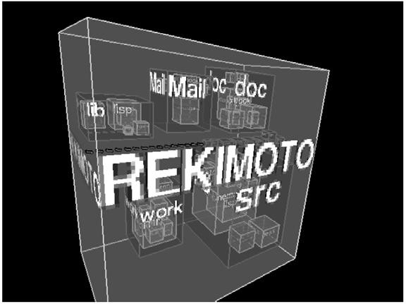 44 Figure 6: File system visualization using information cube visualization presented by Rekimoto [43].