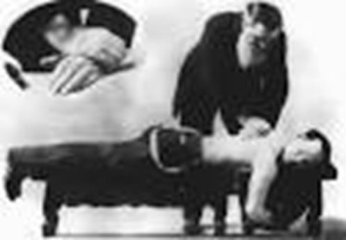 History The first recorded chiropractic adjustment was performed on 18 September 1895 on Harvey Lillard, by Dr Daniel David Palmer, a Canadian born teacher and healer.
