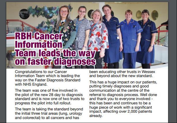 28 Day Faster Diagnosis Target A new target is set to go live in 2020 to ensure that at least 95% of patients are diagnosed or given the all-clear from cancer within 28 days of