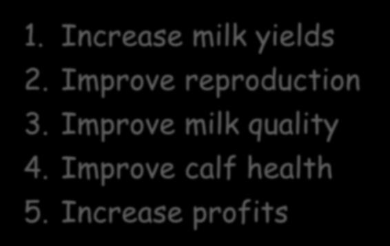 Increase milk yields 2.