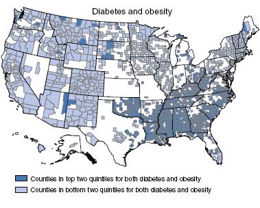 County level prevalence of obesity and diabetes Behavioral Risk Factor