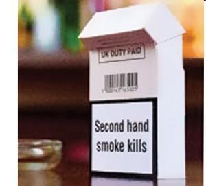Plain packaging Only brand name and health warning on cigarette packages.
