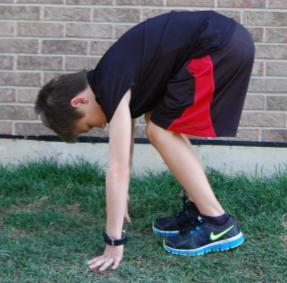 Bend forward from your hips while keeping your knees straight and your back flat until