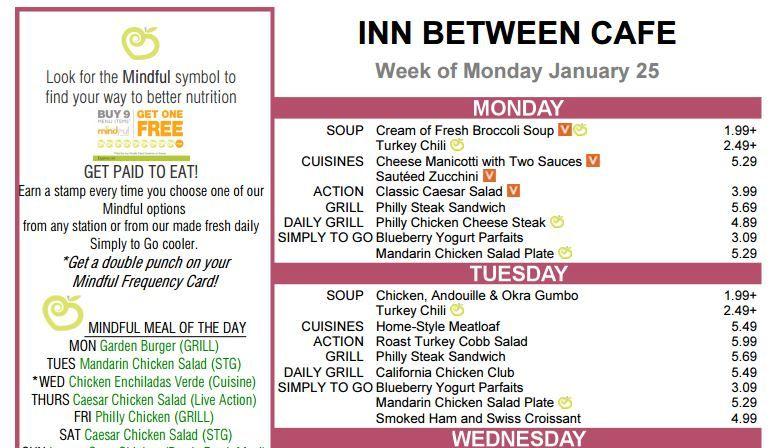 A Sample Order Let s look at Monday s options to pick some meals! As you can see, there are a variety of menu choices available each day, including some Mindful Meal options.
