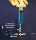 Priming the Patient Line Using a 30cc syringe and preservative-free normal sterile saline, access the
