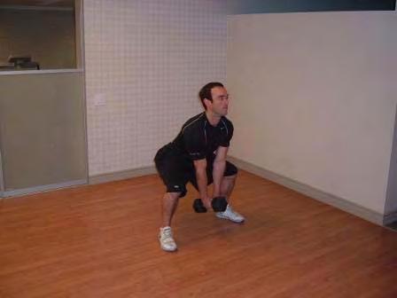 Do all reps in one direction and then switch. DB Swing Stand with your feet wider than shoulder-width apart.