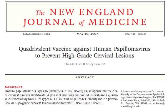 Prophylactic HPV vaccination 98% vaccine
