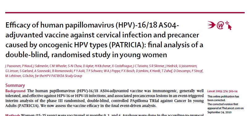 HPV-naïve women FUTURE II Study Group, NEJM