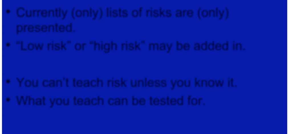 Defining the risk for the donor! Currently (only) lists of risks are (only) presented.