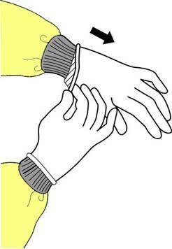 How to Remove Gloves (1) Grasp outside edge near wrist Peel away from hand,