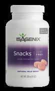 SNACKS & SMALL MEALS (CONTINUED) ISAGENIX SNACKS DAIRY FREE Bite-size, berry-flavoured chewable wafers featuring plant-based protein.