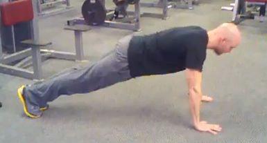 Finishers 1-4 T-Pushup Keep the abs braced and body in a straight line from toes to