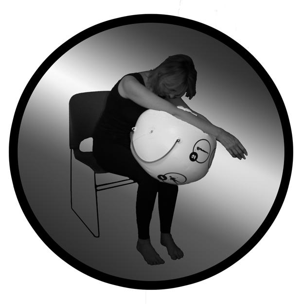 CHILD S POSE (BACK) 1. Sit in a chair with the OsteoBall on your lap. 2. Assume a chin-in, pelvic pinch position. 3. Place your arms over the top of the OsteoBall with your palms facing each other. 4.