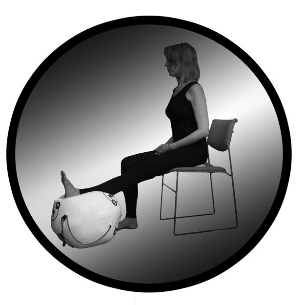 QUADRICEPS 1. Sit in a chair with the OsteoBall on the floor. 2. Place your right leg on top of the OsteoBall. 3. Roll the OsteoBall away from you (out) until your knee is straight. 4.