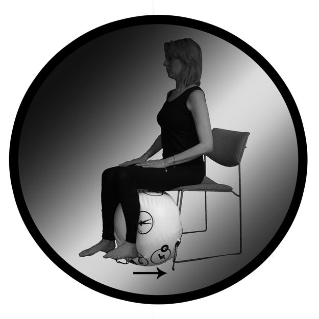 HAMSTRING 1. Sit forward in your chair with feet flat on the floor (you can use a pillow behind your back for added comfort). 2.