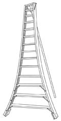 Orchard ladder Do not stand on the top cap of the ladder or the first step down.