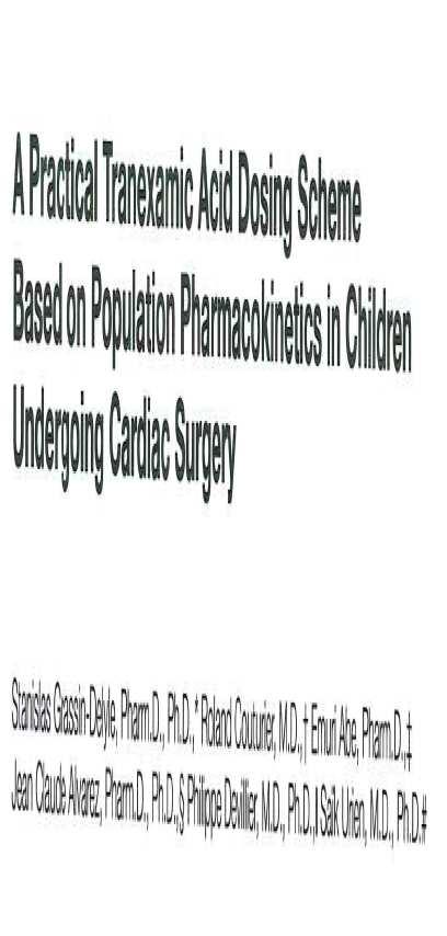 Possible Dosing Regimen for Children undergoing Cardiac Surgery 21 children mean age 5.