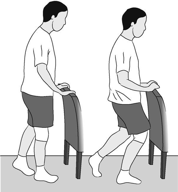 Knee bend, partial, single leg Step-ups, Forward Step forward up onto a 6-inch high footstool or platform, leading