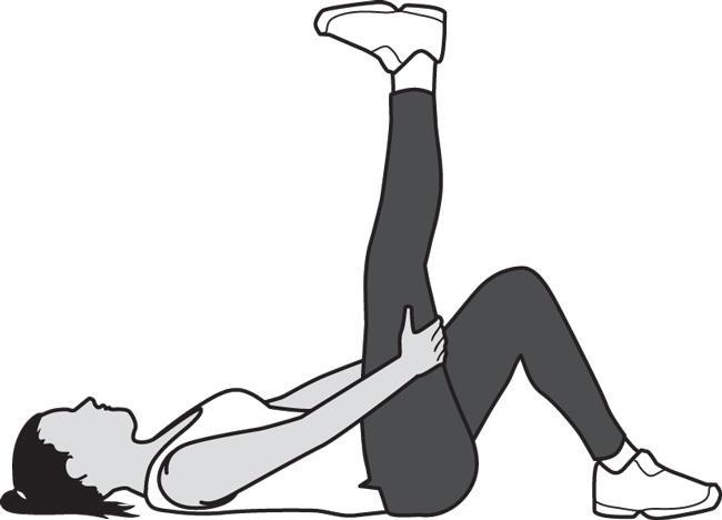 Hamstring stretch, supine Hamstring Stretch, Supine at Wall Lie next to a doorway with one leg extended. Place your heel against the wall.