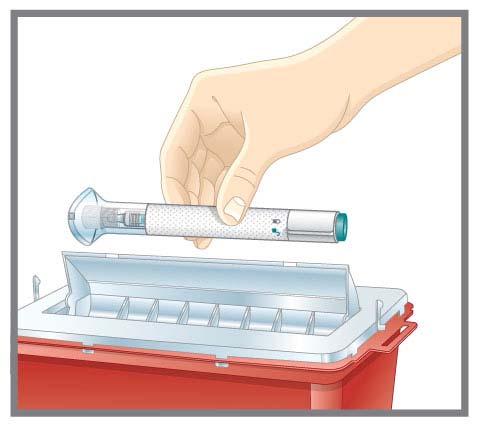 After You Inject Your Medicine Throw away the used Pen Put the used EMGALITY Pen in an FDAcleared sharps disposal container right away after use.