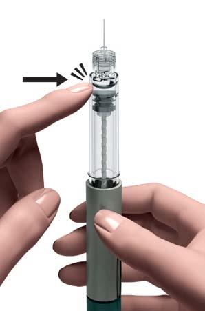 A tiny drop of liquid will appear at the top of the needle; this shows that your pre-filled pen is ready for