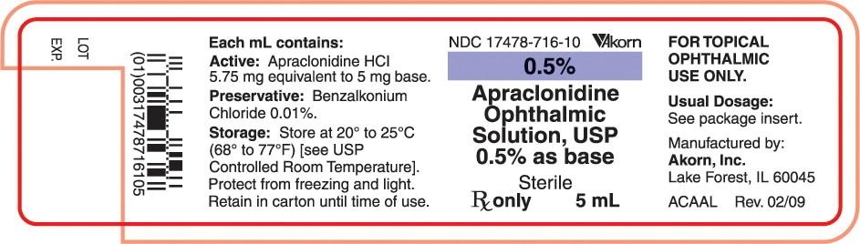Apraclonidine Ophthalmic Solution, USP 0.5% as base in a sterile, isotonic, aqueous solution containing apraclonidine hydrochloride.