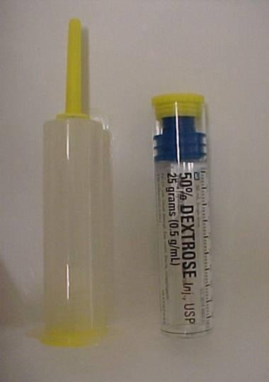 Dextrose D50 How supplied 25 gm in 50cc prefilled syringe Dose 25 gm