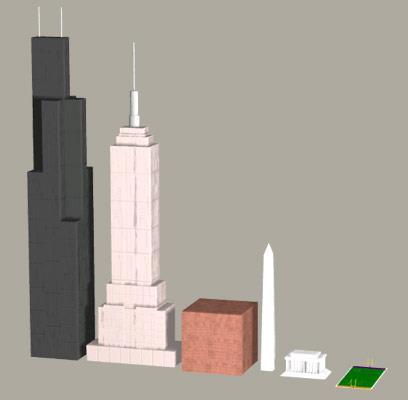 1,000,000,000,000 pennies Sears Tower Empire State Building Washington Monument Lincoln Memorial value $10,000,000,000 width