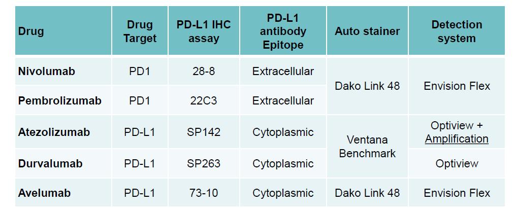 Immune checkpoint inhibitors and matching PD-L1 assay