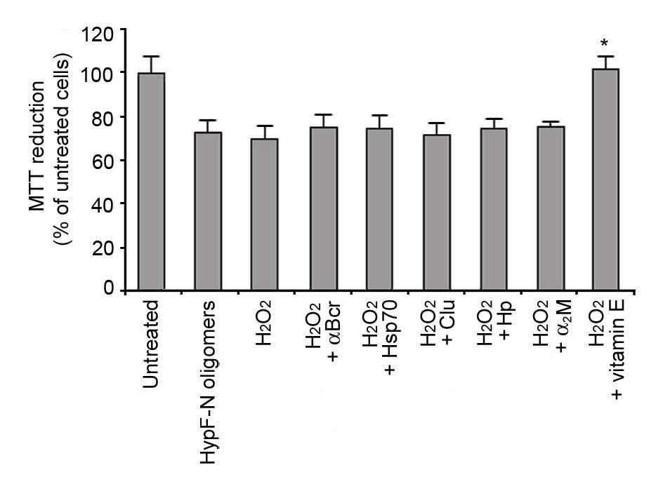 Fig. S2. Effect of extracellularly added chaperones on H 2 O 2 toxicity.
