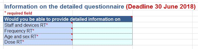 Screenshot of essential simplified information on frequencies, staffing levels and devices Further information on the ability subsequently to provide the data included in the detailed questionnaire