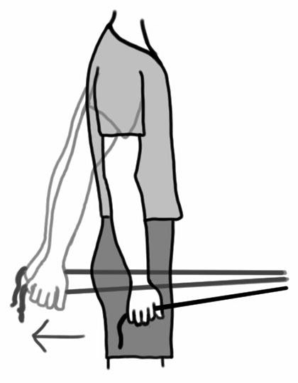 Pull your hand forward while keeping arm straight. 1. Tie exercise band to solid object at waist level. 2. Stand with injured arm next to band. 3.