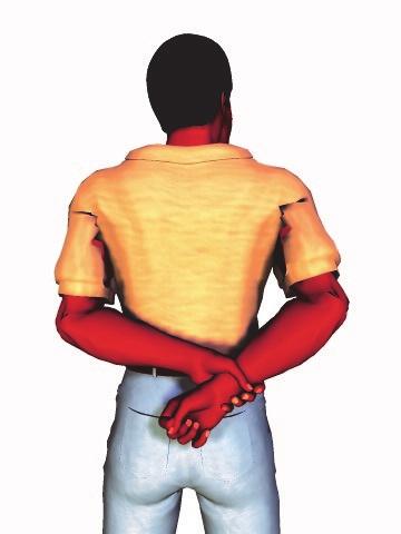 In the position shown, pull your operated arm up behind your back.