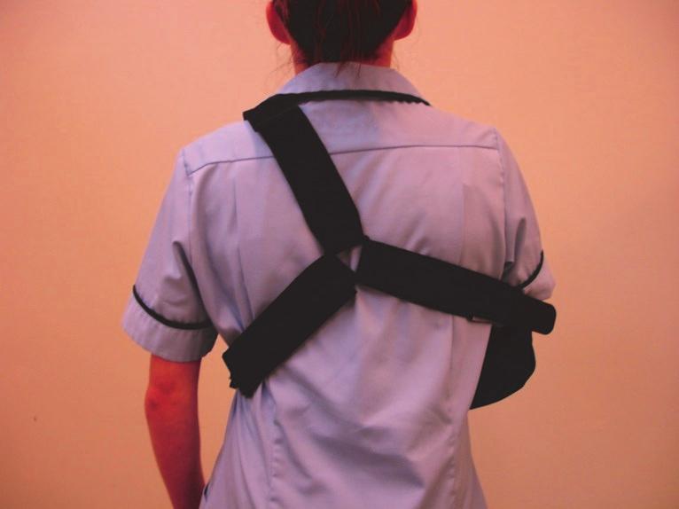 Get hold of the strap by your elbow and move along it until you reach the triangle. The strap at the front of the triangle is strap 1.