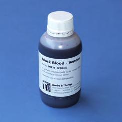 dimensions (in) 0.5 lb 5.9 l 4.5 w 2.4 h Mock Blood Giving Set Part No: 60651 A 1 liter blood bag with luer lock connector tube and stand. For Limbs & Things products requiring a mock blood supply.