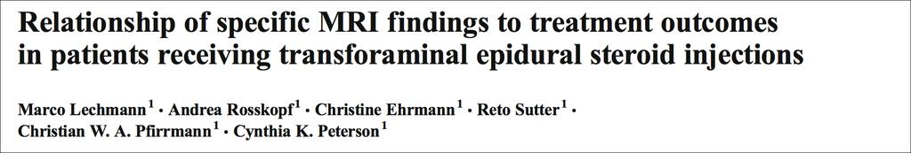 Specific MRI Findings Outcome of Lumbar Spinal Injections Pe rso CT-guided na Skeletal Radiol 2016 December lu se on ly
