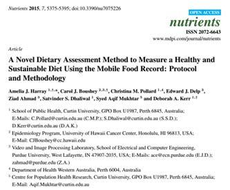 Development of a dietary assessment method to accurately assess key indicators of a healthy and sustainable diet