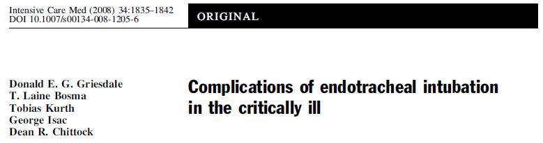 Prospective cohort study of pts intubated by ICU team N=136 Excluded Cardiac arrest pts