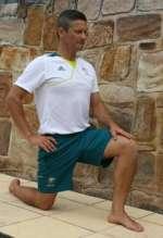 Hip Flexor Stretch Kneeling on one knee with a lengthened spine, place one foot in front at a 90 degree angle.