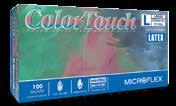 Latex Powdered Gloves ColorTouch Latex Lightly Powdered Gloves (Microflex) Color-coded by size Peppermint scent Textured surface that provides better wet and dry gripping Lightly powdered