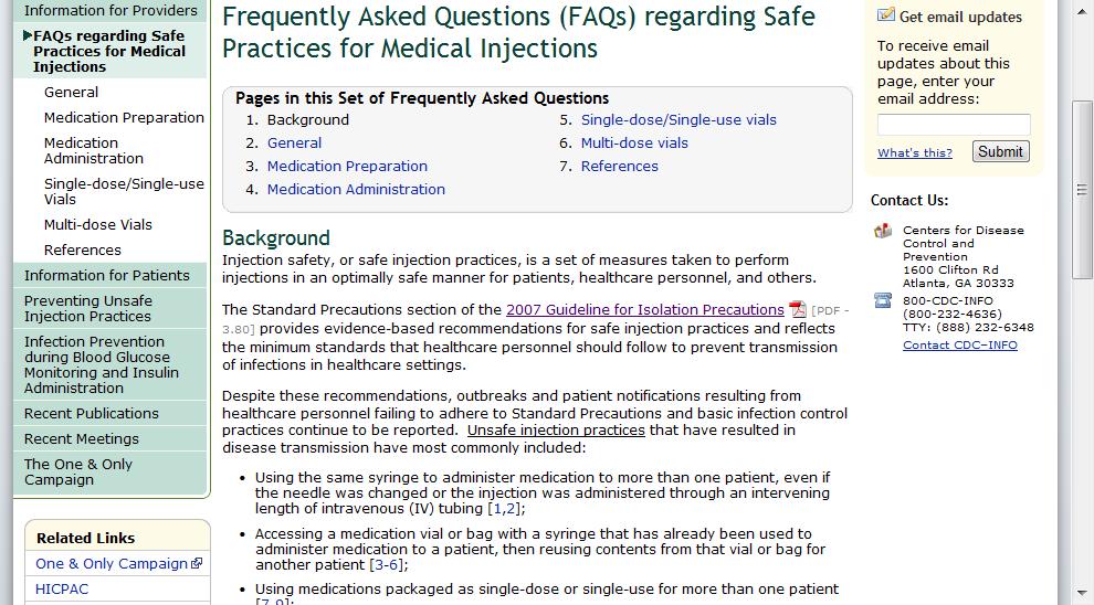 ww.cdc.g ov/injecti onsafety/ providers/ provider_ faqs.