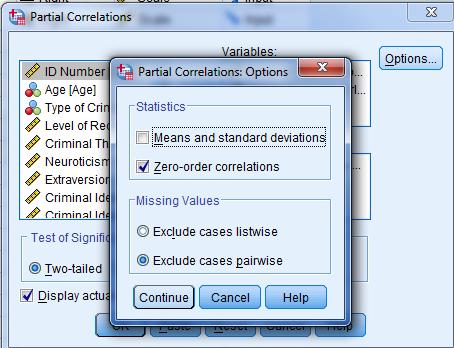 Click on Options In the Missing Values section, click on Exclude cases pairwise