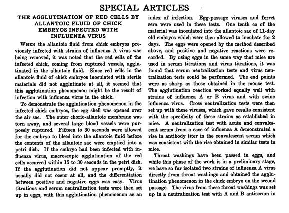 Haemagglutination Science 4 July 1941: Vol. 94 no. 2427 pp.