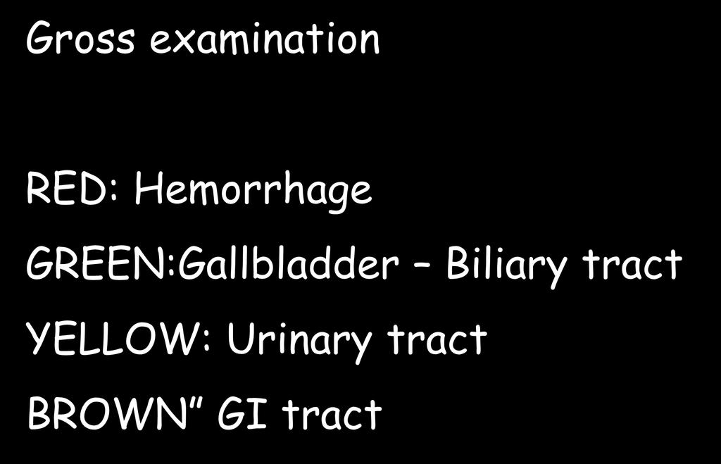 Gross examination RED: Hemorrhage